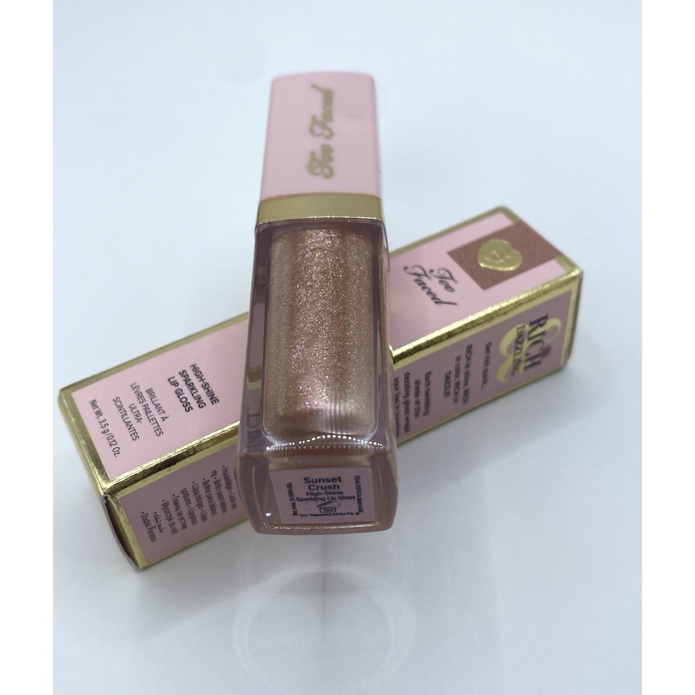 TOO FACED Rich Dazzling SUNSET CRUSH High Shine Sparkling Lip Gloss Mini‎ NIB - Picture 4 of 7